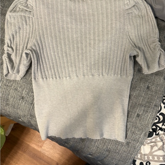 Express Soft Gray Ribbed Knit Top - Picture 5 of 6